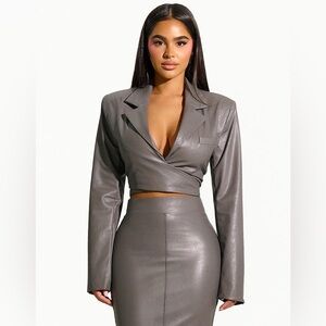 Naked Wardrobe Wrapped Faux Good Cropped Blazer